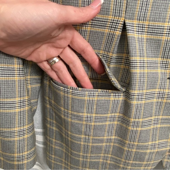 ASOS / Yellow, Black & White Hounds Tooth Print Blazer Size US 8 - Picture 7 of 12